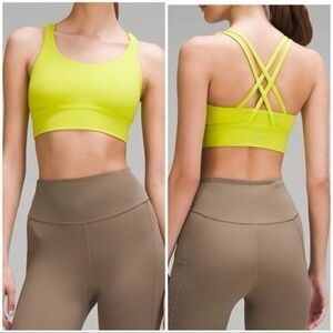 Lululemon Energy Longline Ribbed Bra in Electric Lemon Size 6
